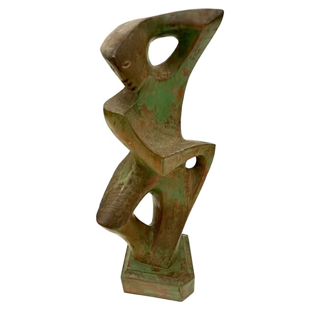 Mid-Century Modern 1950s Figural Sculpture Signed For Sale - Image 4 of 7