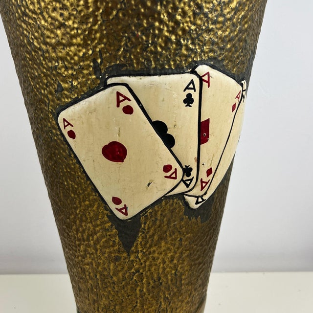 Mid-Century Modern Vintage Italian Hammered Brass Umbrella Stand, 1930s For Sale - Image 3 of 11