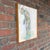 Unsigned painting featuring an abstract motion of a man walking with his hand raised, perhaps riding public...