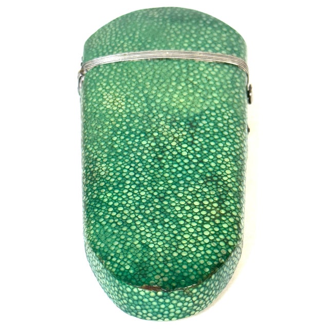 Metal 18th Century Green Shagreen and Silver Eyeglass Case with Monogram For Sale - Image 7 of 18