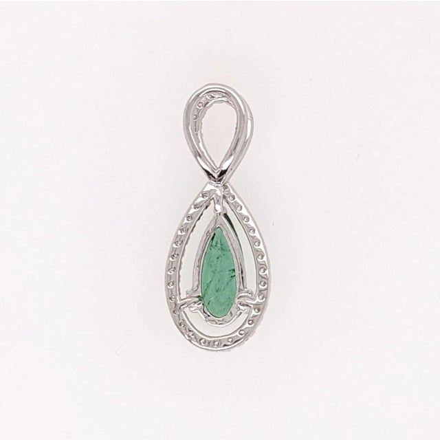 Modern 1ct Green Tourmaline Pendant with Earth Mined Diamonds in Solid 14K Gold Pear 11x5 For Sale - Image 3 of 10