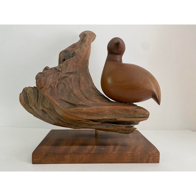 Mid-Century Modern Carved Bird on Driftwood For Sale - Image 11 of 11