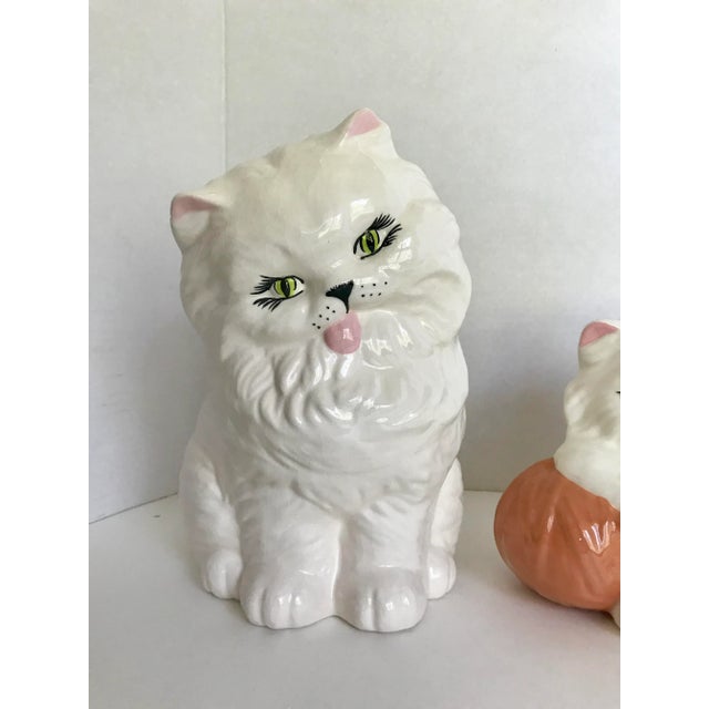 Mid-Century Modern Vintage Large Porcelain Kitty Cat Figurines - a Pair For Sale - Image 3 of 9