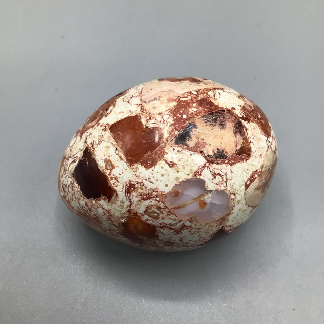 Mexican Mexico Matrix Fire Opal, Jasper and Butterscotch Onyx Eggs-Set of 3 For Sale - Image 3 of 12