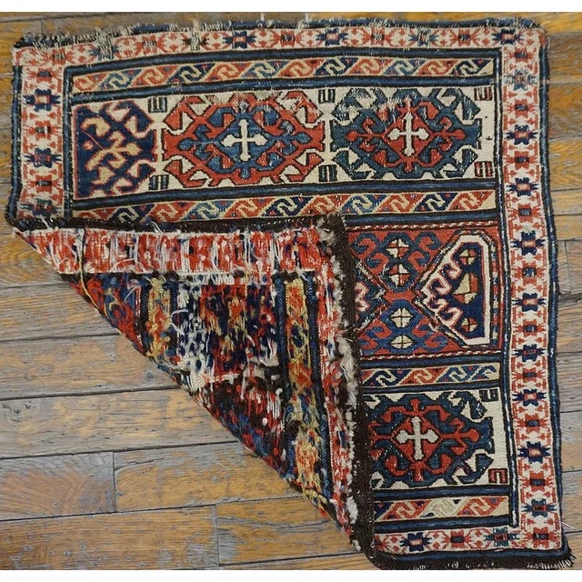 Cute Wine Red Background and Ivory Border Tribal Geometric Design Antique Persian Soumak Rug For Sale In New York - Image 6 of 6