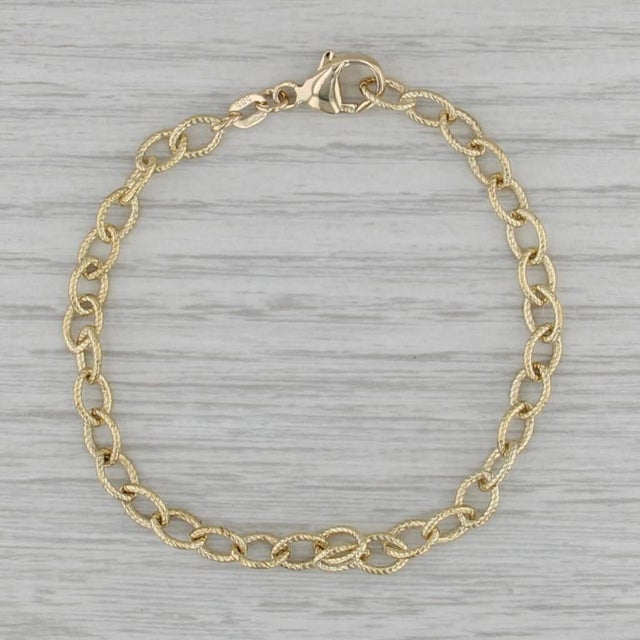 Modern Cable Chain Bracelet 14k Yellow Gold 6.75" 4mm For Sale - Image 3 of 5