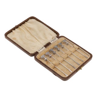 Vintage 20th Century English Silver Cocktail Sticks, 1934, Set of 6 For Sale