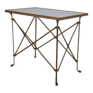 Regency Style Marble Top Brass Base Occasional Table For Sale