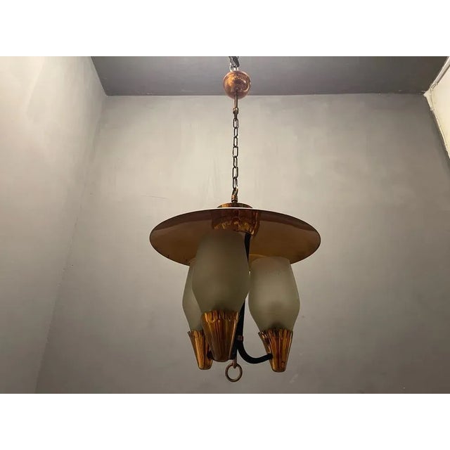 Brown Vintage Copper Light Pendant, 1970s For Sale - Image 8 of 9