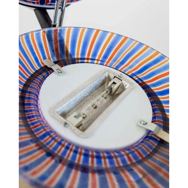 Vintage Murano Glass Pendant in Blue and Red Striped Glass, 1980s For Sale - Image 9 of 11