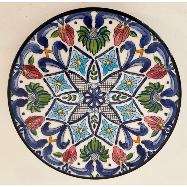 Vintage Spanish Ceramar Talavera Wall Plate Hand-Painted, Jewel Tone Colors, Wired and Ready to Hang. Decorative Ceramic...