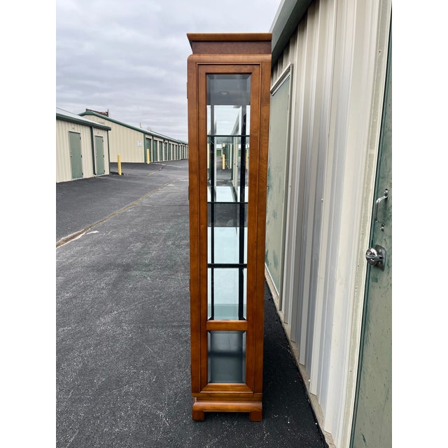 1980s Raymond Sobota for Century Chin Hua Burlwood Illuminated Display Cabinet For Sale - Image 5 of 12