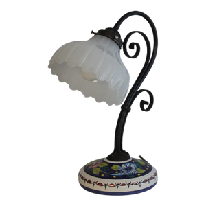 Early 19th Century Italian Tuscan Ceramic and Scavo Glass Lamp