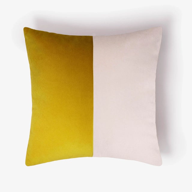 Double Optical Mustard Cushion Cover by Lorenza Briola for LO DECOR For Sale - Image 4 of 4