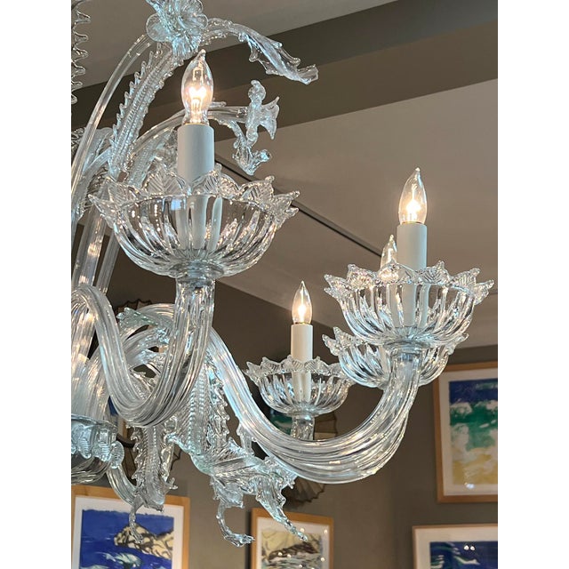Impressively Large Murano Blown Clear Glass Chandelier With Floral and Foliate Tendrils For Sale - Image 4 of 14