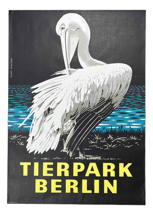Vintage Tierpark Berlin Pelican Poster by Kurt Walter, 1978