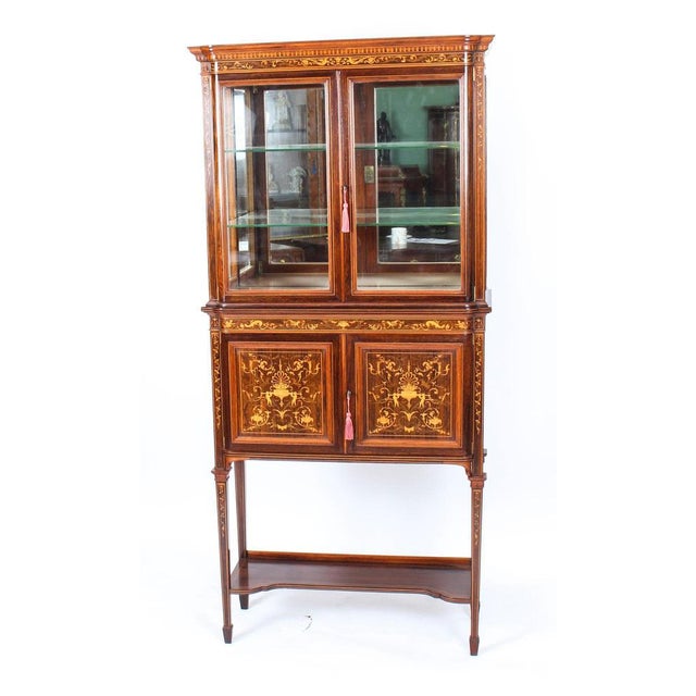 Antique Edwardian Inlaid Display Cabinet from Edwards & Roberts, 19th-Century For Sale - Image 14 of 18