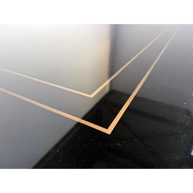 Hollywood Regency Vintage Lacquer and Brass Dining Table, 1970s For Sale - Image 3 of 12