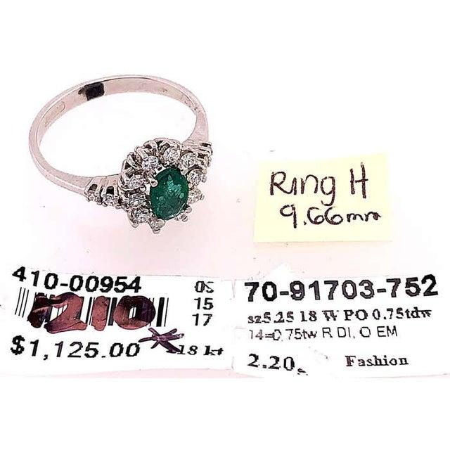 Gold 18 Karat White Gold Fashion Wempe Emerald and Diamond Ring, Size 5.25 For Sale - Image 8 of 12