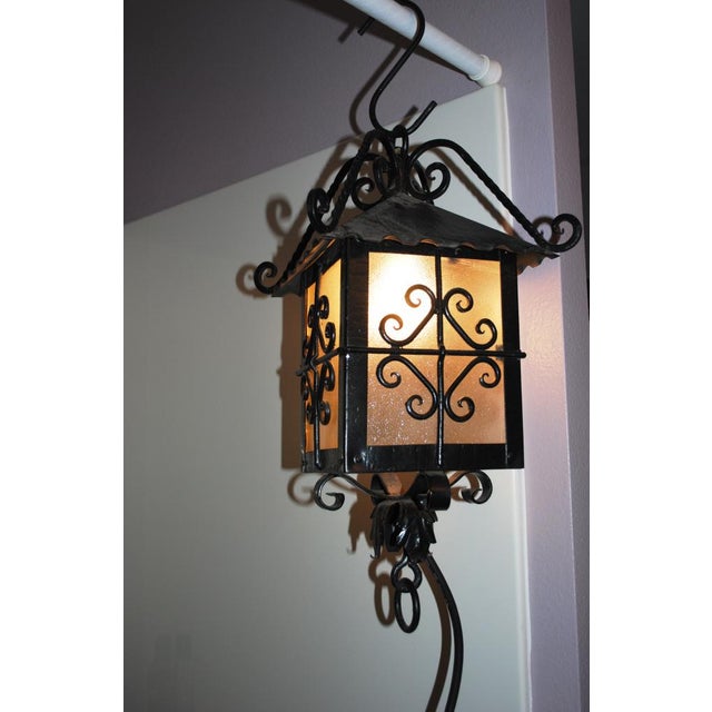 Spanish Revival Wrought Iron Black Metal Outdoor Porch Light Fixture