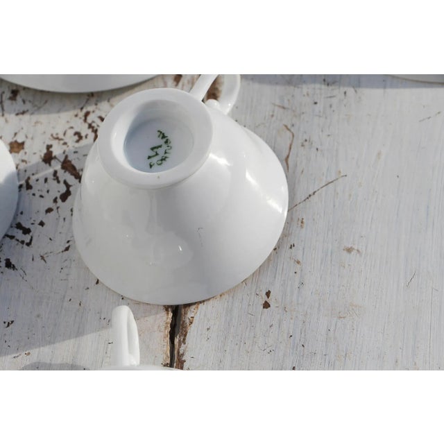 1930s Art Deco Porcelain Set of Six Coffee Cups & Saucers, Vista Alegre, Portugal For Sale - Image 11 of 13