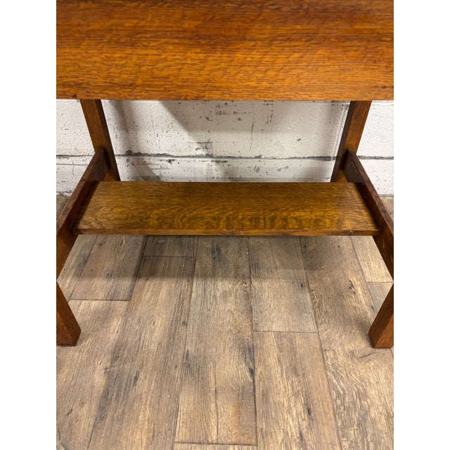 Antique Oak Craft by Ramsey Alton Stickley Mission Style Desk Library Table For Sale - Image 13 of 14