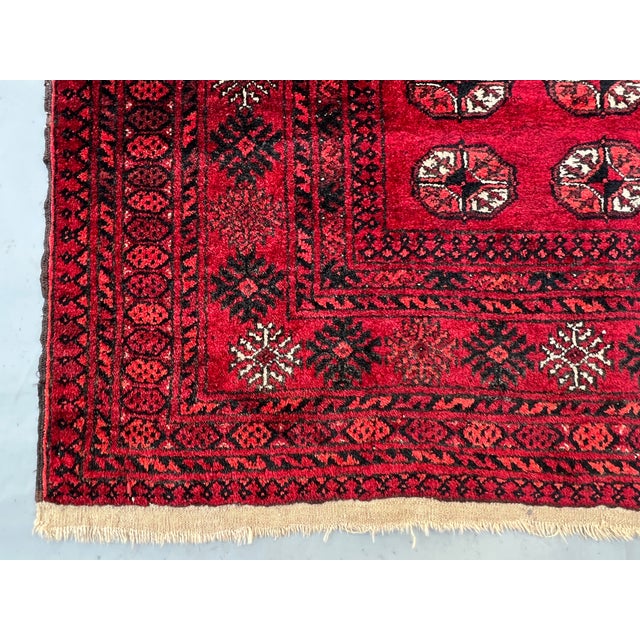Vintage Afghan Mauri Bokhara Single Column Oval Gul Rug - 6'0" X 3'7" For Sale - Image 6 of 12