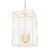 Like a fixture within a fixture, a series of aged brass candlesticks hang within a decorative metal cage. The arched...