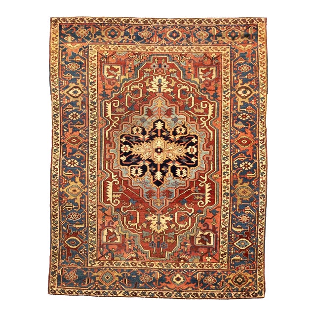 Antique Persian Serapi Rug 5’2” X 6’9” For Sale