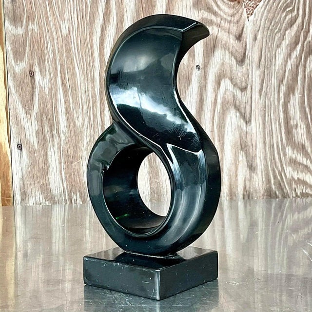 Black Vintage Boho Abstract Stone Sculpture For Sale - Image 8 of 12