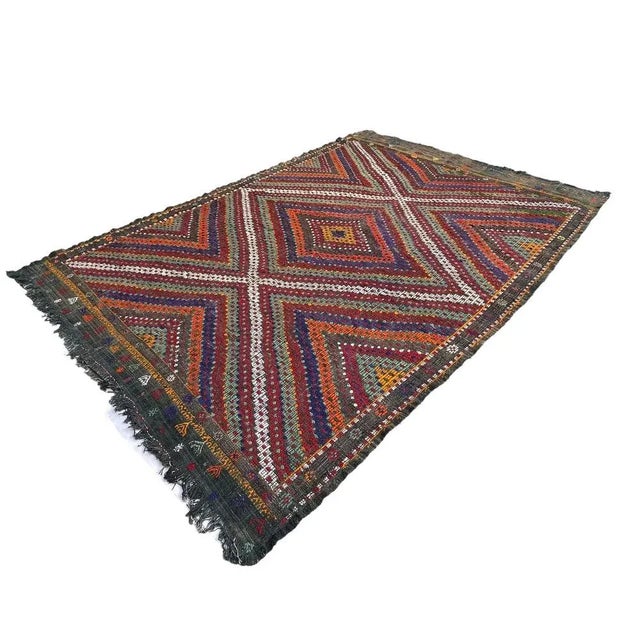 Traditional Turkish Kilim Rug ,Vintage Anatolian Turkish Kelim 295 X 197 Cm, 1930s For Sale - Image 10 of 11