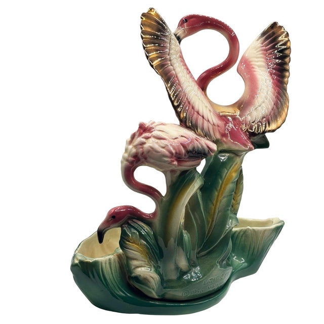1956 Ceramic Flamingo Tropical Pond Indoor Planter by Lane & Company California For Sale - Image 4 of 12