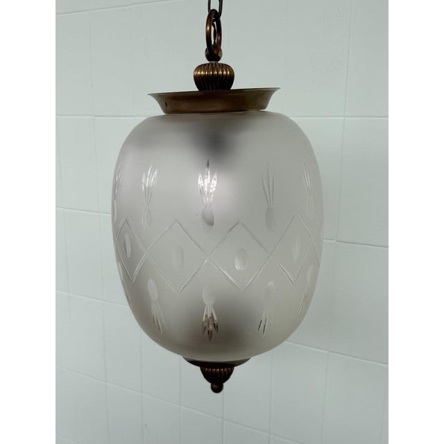 Gold Vintage Glass and Brass Lantern, 1960s For Sale - Image 8 of 15