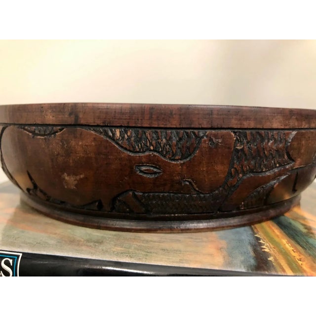 Tribal Handcarved African Hardwood Rhino Bowl / Catchall For Sale - Image 3 of 17