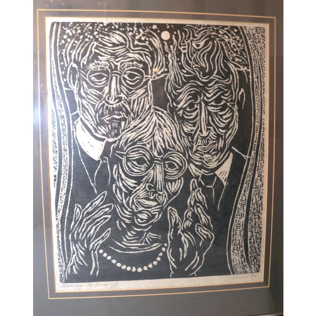 Up for sale is a very nice quality vintage original figural woodblock print done in 1982 by Lewis. it is a limited edition...