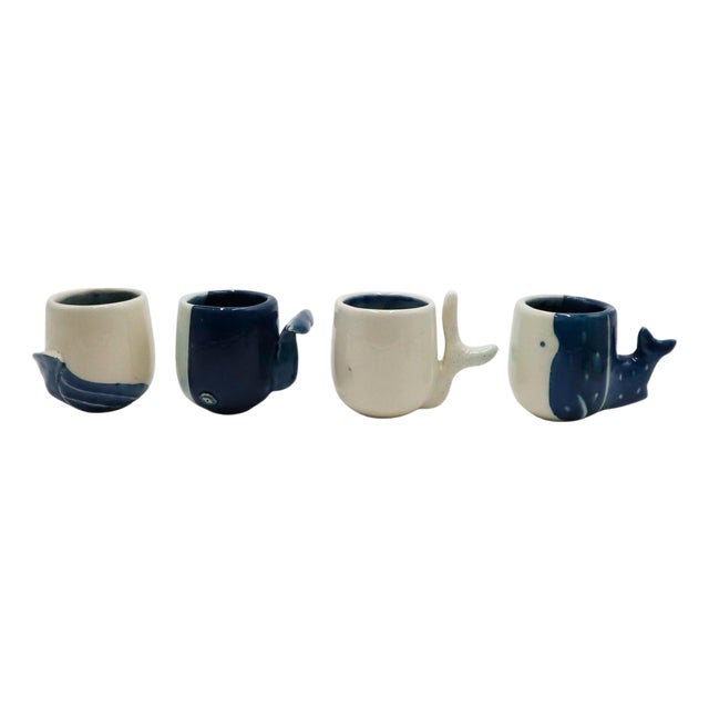 Mid 20th Century High Temperature ceramics mugs with marine motifs - Set of 4 For Sale