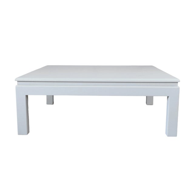 Art Deco Carl Springer Style White Raffia Coffee Table For Sale - Image 3 of 9