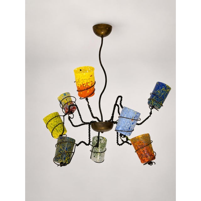 Sculptural nine-light ceiling lamp, model “gotodario/9,” from the renowned i goti luminosi series by barovier & toso,...