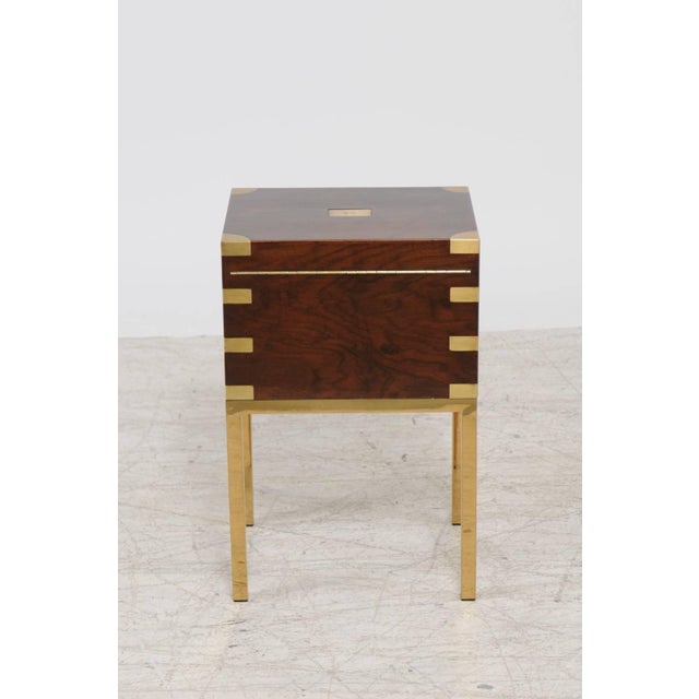 English Vintage Midcentury Mahogany Cellarette on Brass Stand, Lined Inside For Sale In Atlanta - Image 6 of 9