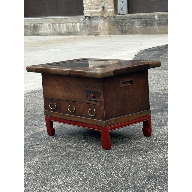 Japanese Antique Elm / Keyaki Hibachi Table on Custom Made Stand. For Sale - Image 4 of 15
