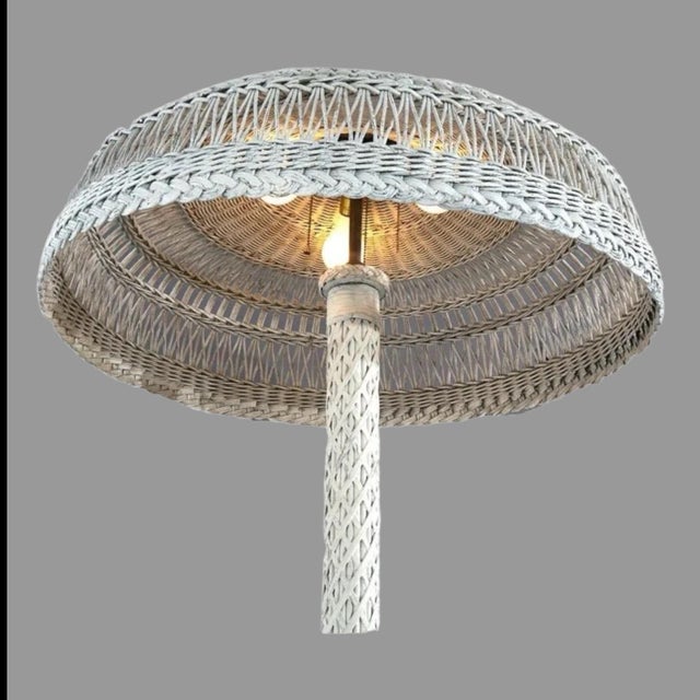 Antique Victorian White Painted Wicker Floor Lamp With Shade For Sale - Image 6 of 8