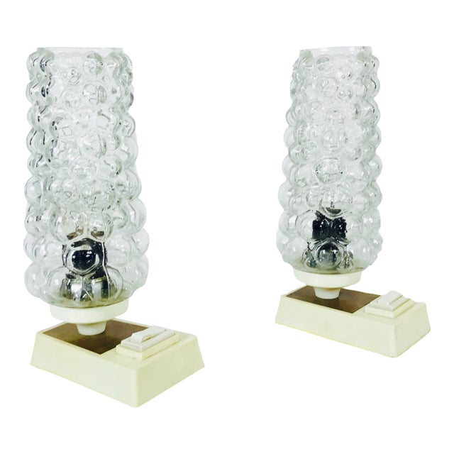 Vintage Bubble Glass Table Lamps, 1970s, Set of 2 For Sale