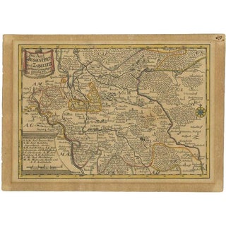 Antique Map of the Region of Grossenhain by Schreiber, 1749 For Sale