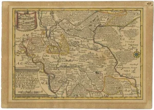 Antique Map of the Region of Grossenhain by Schreiber, 1749