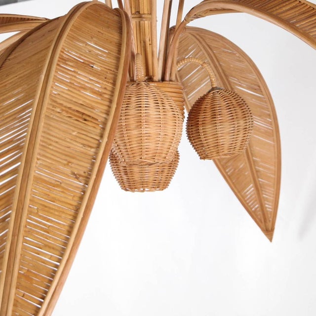 Large Palm Tree Rattan Chandelier For Sale - Image 14 of 18