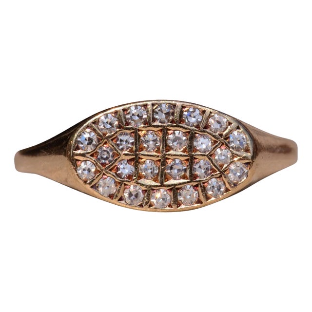 The Three Waters Lane: Mid Century Natural Diamond Signet Ring For Sale