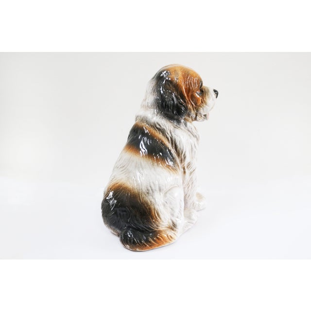 Hollywood Regency Vintage Ceramic Dog St. Bernard Made in Italy 1970s Beautiful glaze Height 36.5 cm, Width 35 cm, Depth...