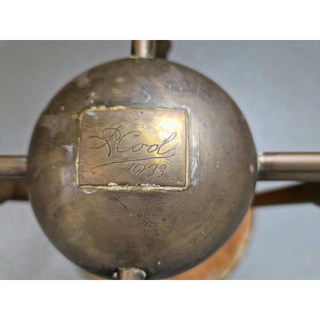 Metal Art Deco Round Copper Side Table by P. Cool, 1933 For Sale - Image 7 of 13