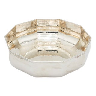 Decagonal Hammered Silver Fruit Bowl For Sale