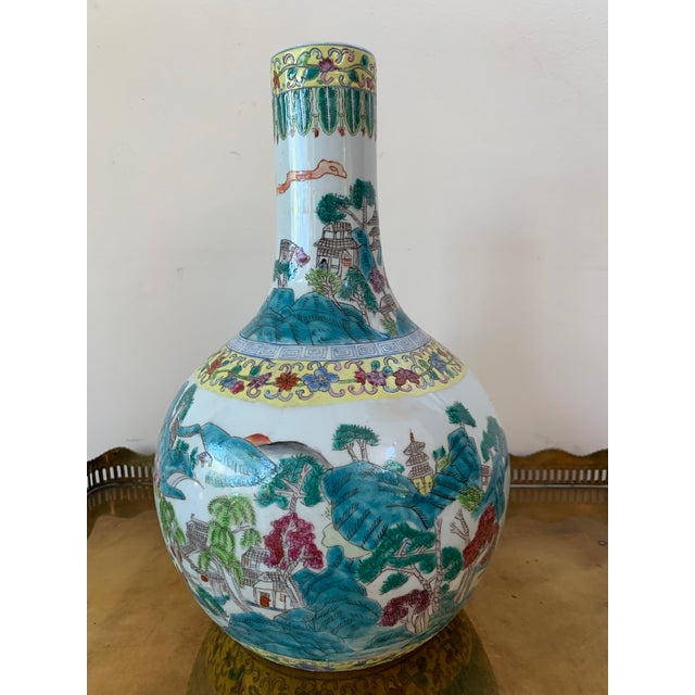 About Large early 20th century tianqiuping or globular cloisonné vase. Highest quality enamel cloisonné, withe background...